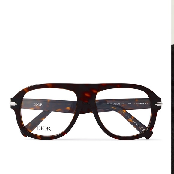 DIOR EYEWEAR Blacksuit Tortoiseshell Acetate and Silver-Tone Aviator Glasses - Picture 2 of 12